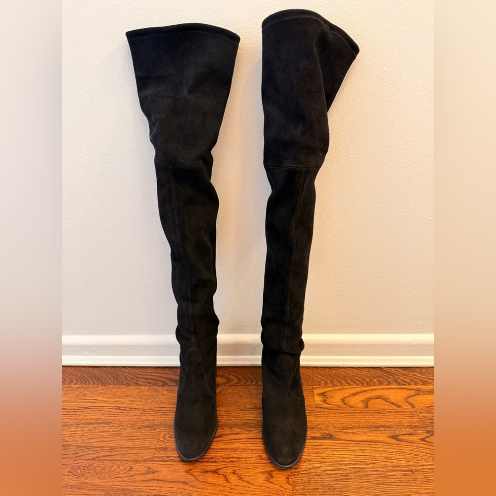 Stuart Weitzman Black Suede Over the Knee Boots